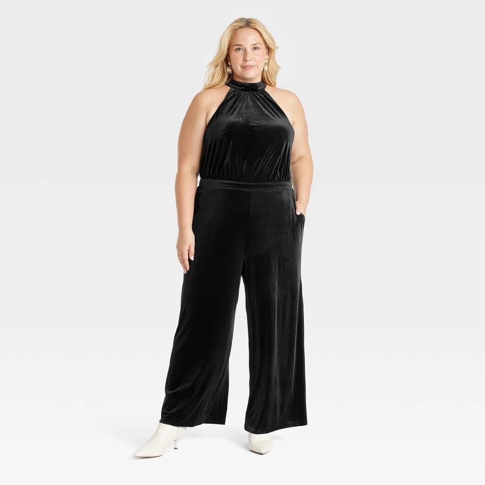 a new day Black Halter Jumpsuit with Wide-Leg Design